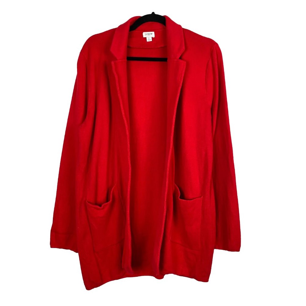 J Crew Open-front sweater blazer Cotton Red Size Large